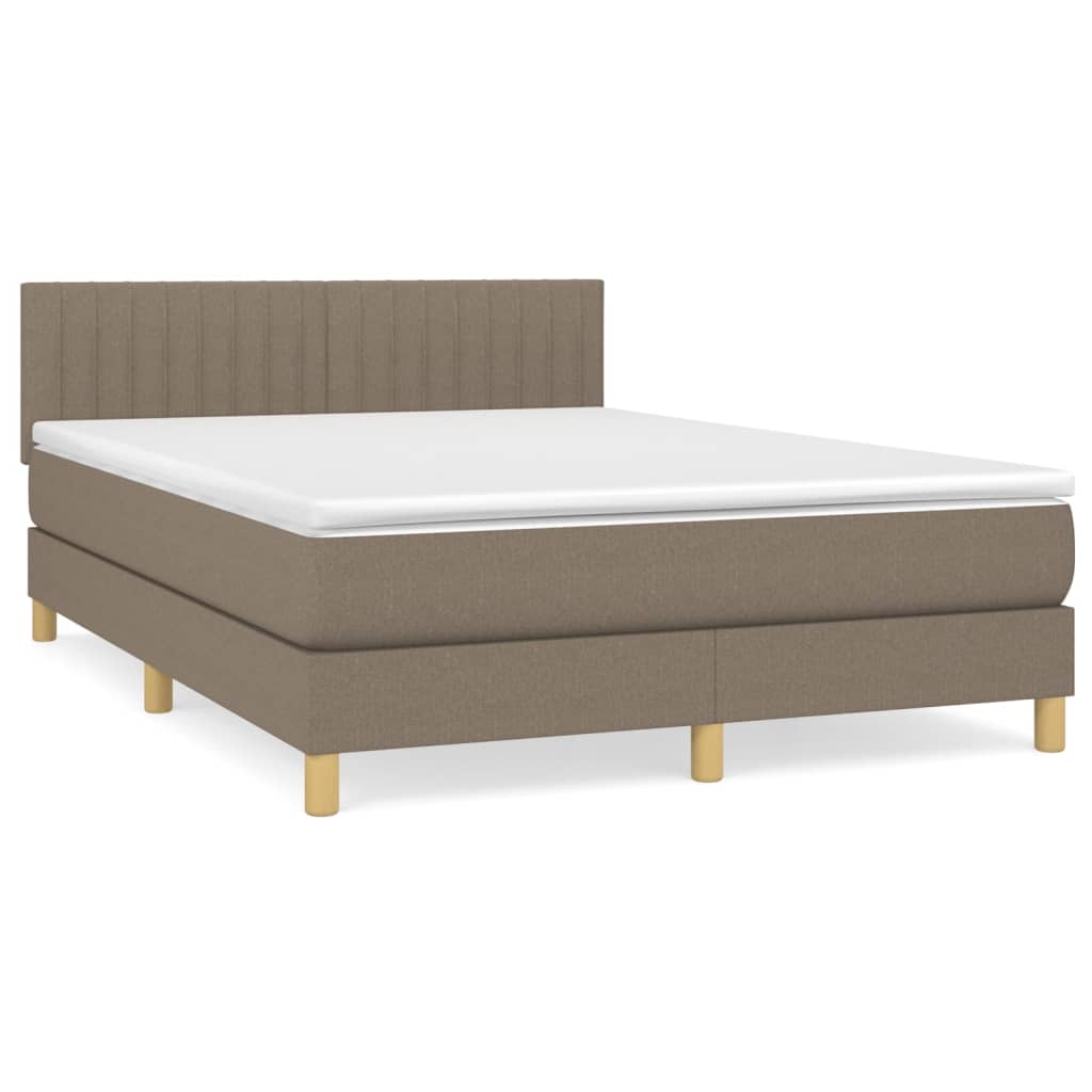 Boxspring met matras stof taupe 140x190 cm Bedden & bedframes | Creëer jouw Trendy Thuis | Gratis bezorgd & Retour | Trendy.nl