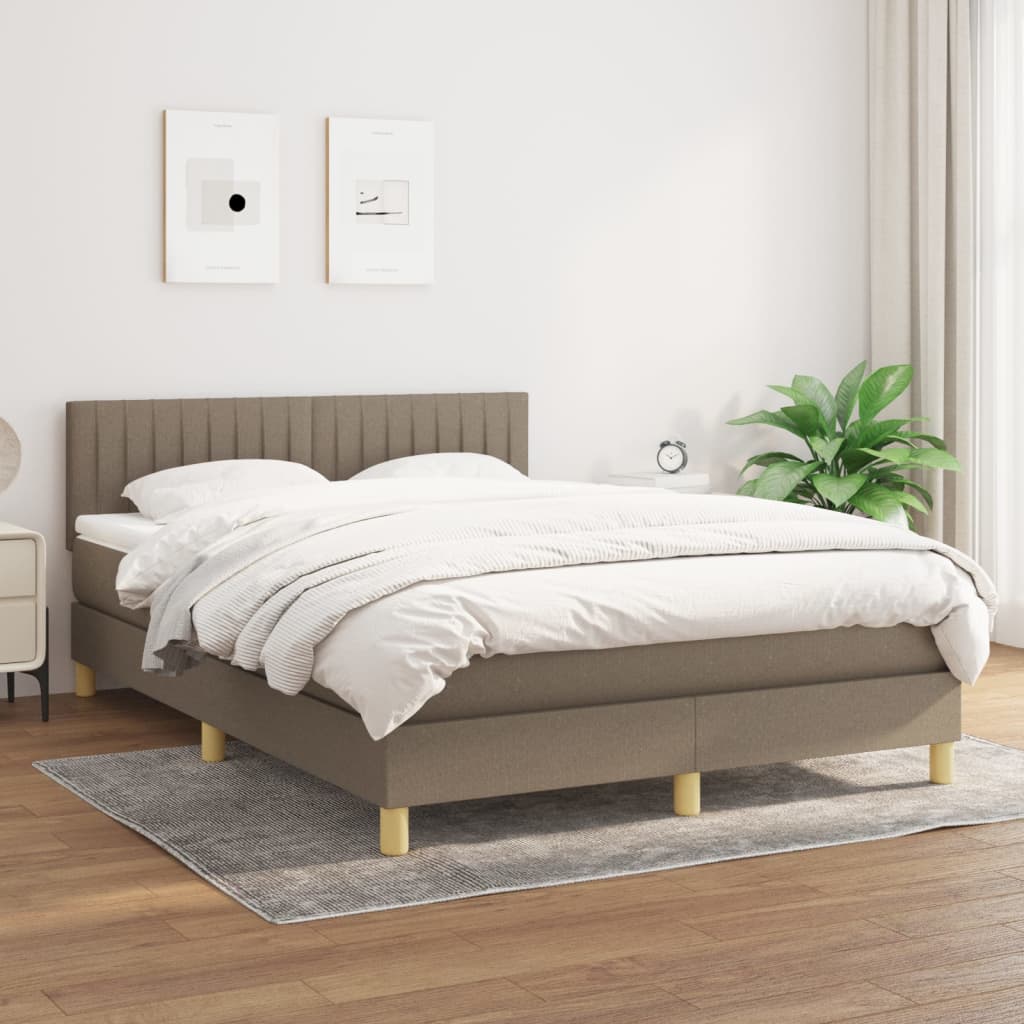 Boxspring met matras stof taupe 140x190 cm Bedden & bedframes | Creëer jouw Trendy Thuis | Gratis bezorgd & Retour | Trendy.nl