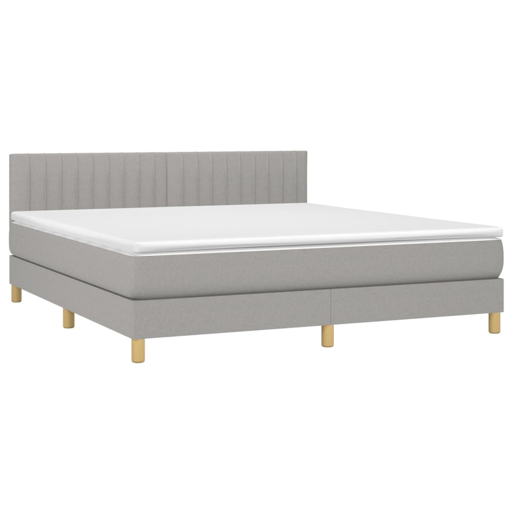 Boxspring met matras stof lichtgrijs 160x200 cm Bedden & bedframes | Creëer jouw Trendy Thuis | Gratis bezorgd & Retour | Trendy.nl