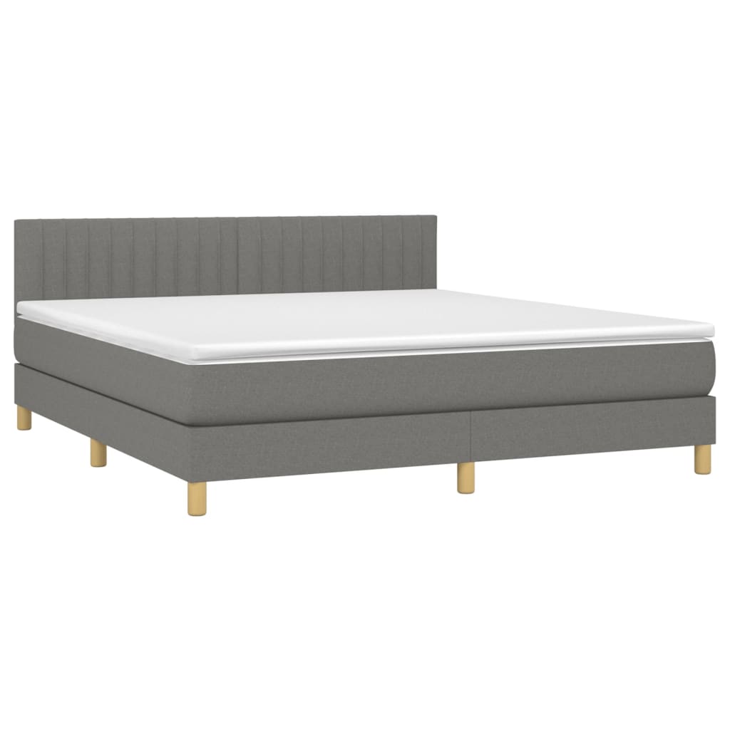 Boxspring met matras stof donkergrijs 160x200 cm Bedden & bedframes | Creëer jouw Trendy Thuis | Gratis bezorgd & Retour | Trendy.nl