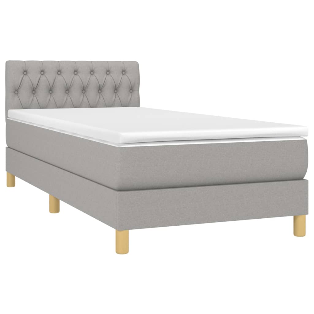 Boxspring met matras stof lichtgrijs 90x190 cm Bedden & bedframes | Creëer jouw Trendy Thuis | Gratis bezorgd & Retour | Trendy.nl