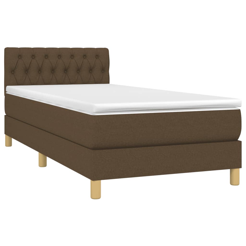 Boxspring met matras stof donkerbruin 90x190 cm Bedden & bedframes | Creëer jouw Trendy Thuis | Gratis bezorgd & Retour | Trendy.nl