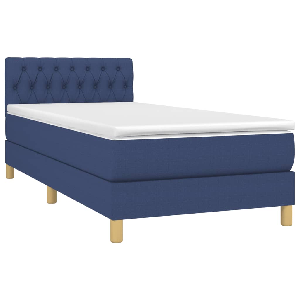 Boxspring met matras stof blauw 90x190 cm Bedden & bedframes | Creëer jouw Trendy Thuis | Gratis bezorgd & Retour | Trendy.nl