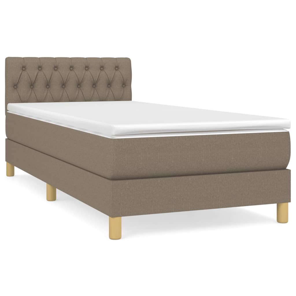 Boxspring met matras stof taupe 90x200 cm Bedden & bedframes | Creëer jouw Trendy Thuis | Gratis bezorgd & Retour | Trendy.nl