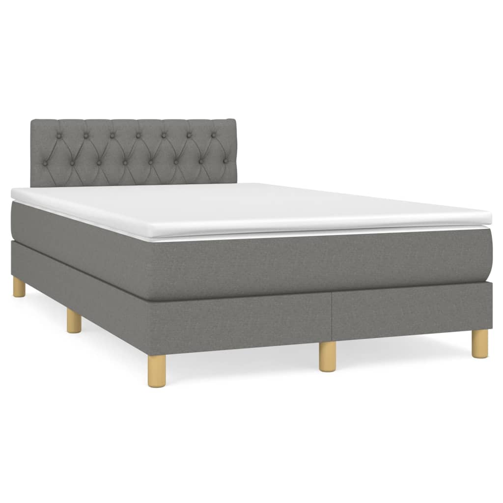 Boxspring met matras stof donkergrijs 120x200 cm Bedden & bedframes | Creëer jouw Trendy Thuis | Gratis bezorgd & Retour | Trendy.nl