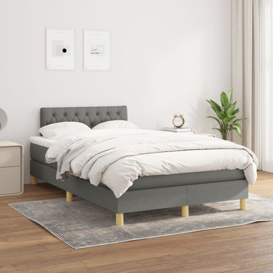 Boxspring met matras stof donkergrijs 120x200 cm Bedden & bedframes | Creëer jouw Trendy Thuis | Gratis bezorgd & Retour | Trendy.nl