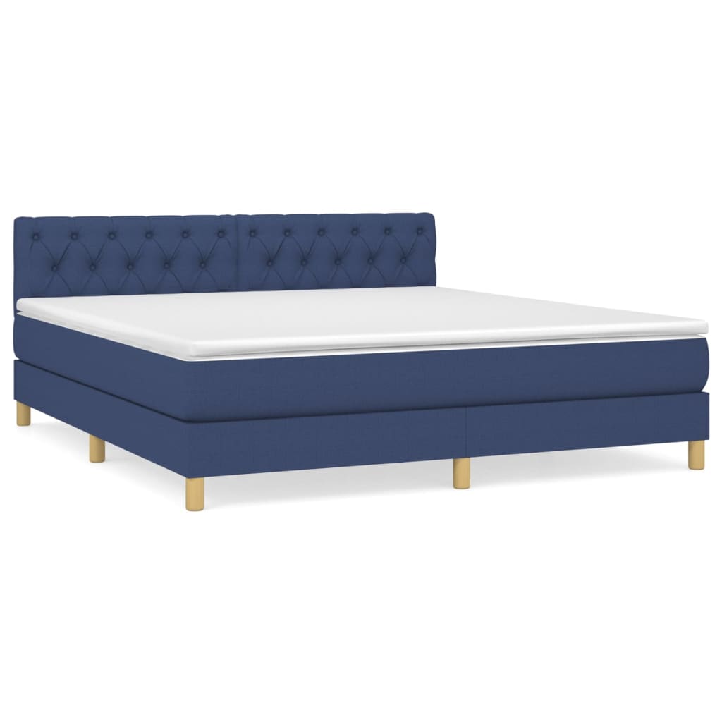 Boxspring met matras stof blauw 160x200 cm Bedden & bedframes | Creëer jouw Trendy Thuis | Gratis bezorgd & Retour | Trendy.nl