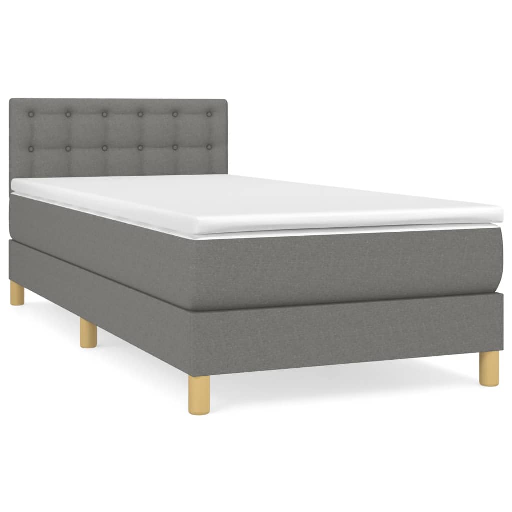 Boxspring met matras stof donkergrijs 90x190 cm Bedden & bedframes | Creëer jouw Trendy Thuis | Gratis bezorgd & Retour | Trendy.nl