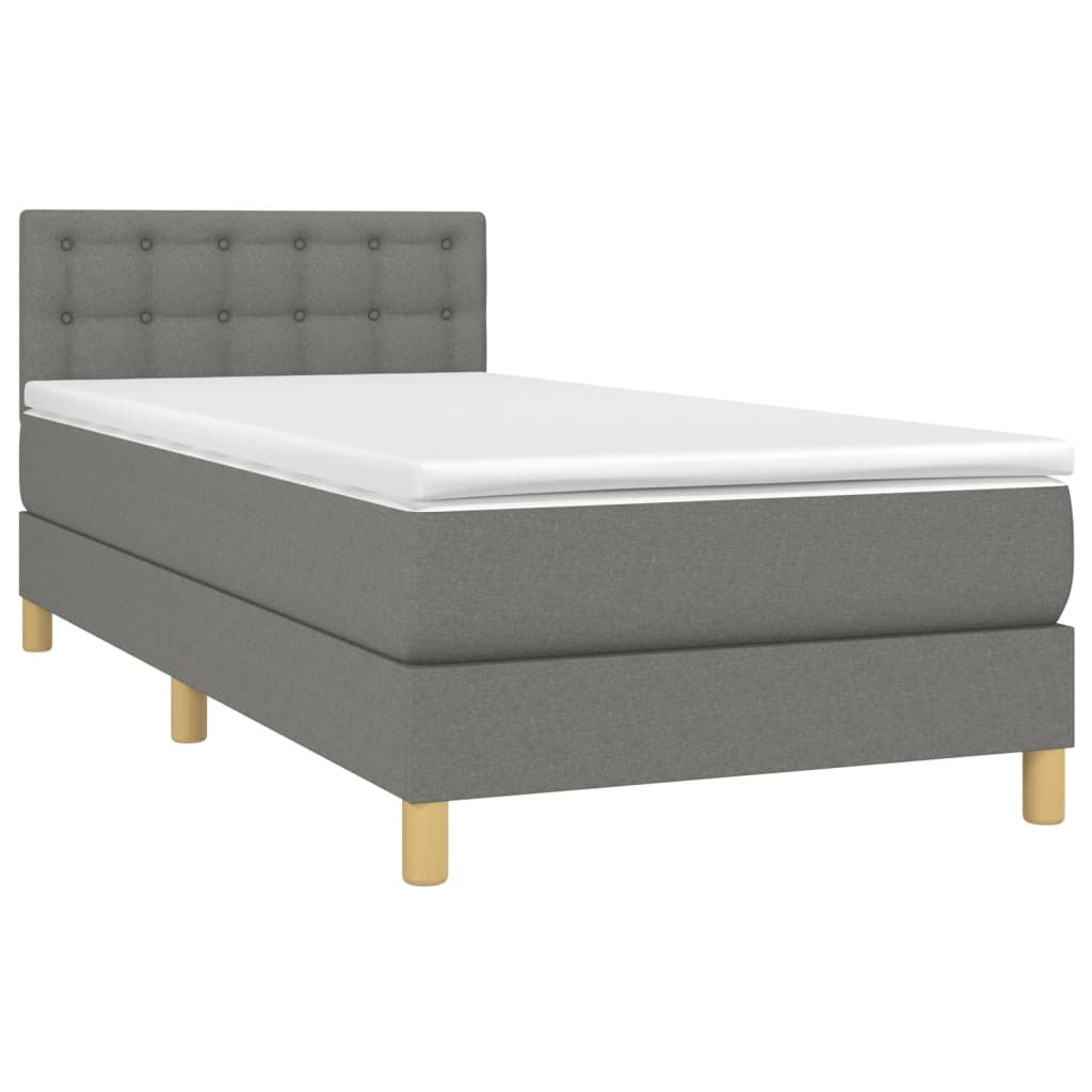 Boxspring met matras stof donkergrijs 90x190 cm Bedden & bedframes | Creëer jouw Trendy Thuis | Gratis bezorgd & Retour | Trendy.nl