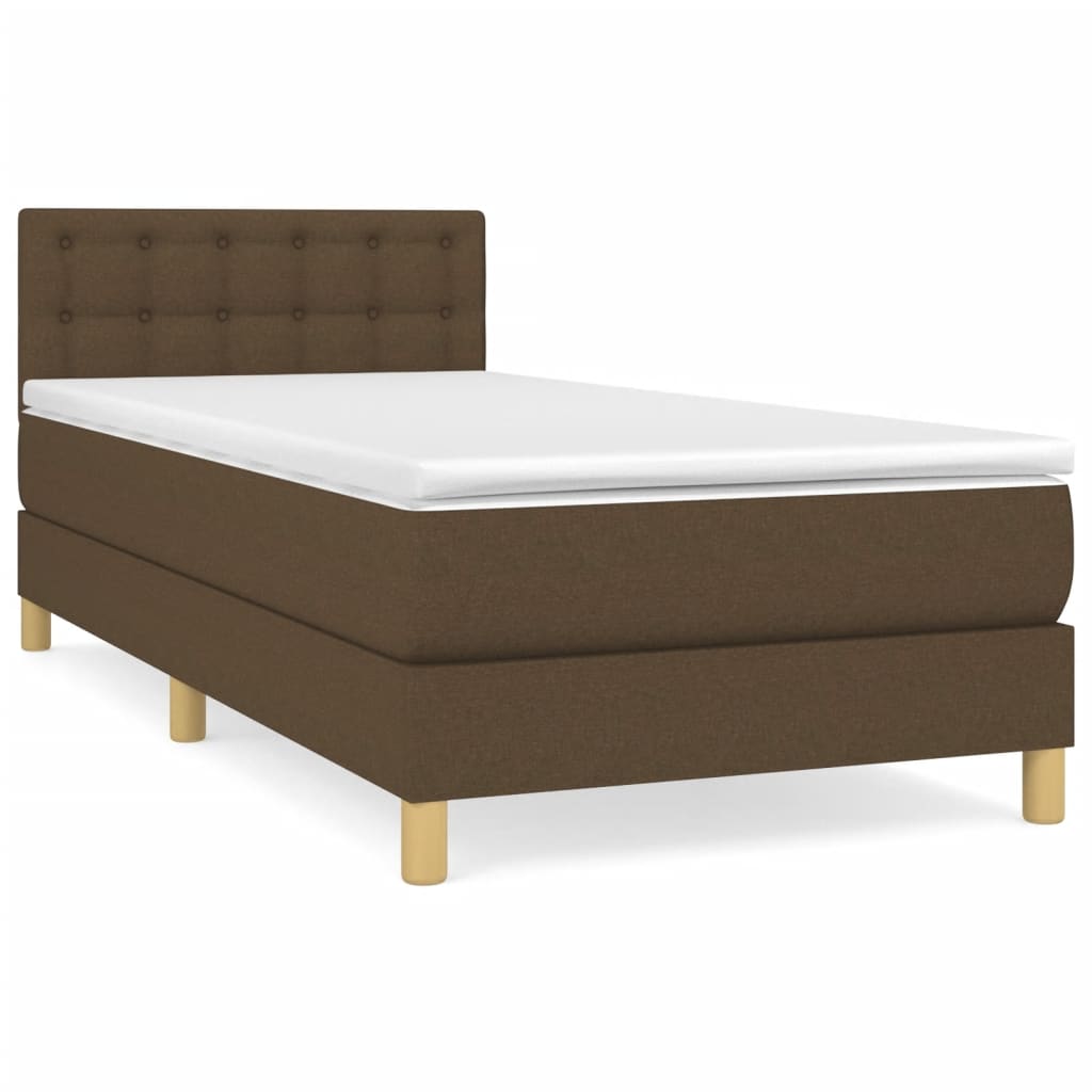 Boxspring met matras stof donkerbruin 90x190 cm Bedden & bedframes | Creëer jouw Trendy Thuis | Gratis bezorgd & Retour | Trendy.nl