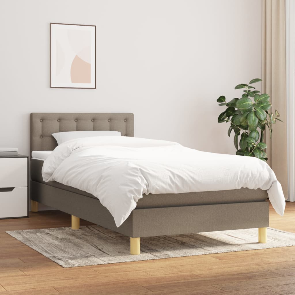 Boxspring met matras stof taupe 90x190 cm Bedden & bedframes | Creëer jouw Trendy Thuis | Gratis bezorgd & Retour | Trendy.nl