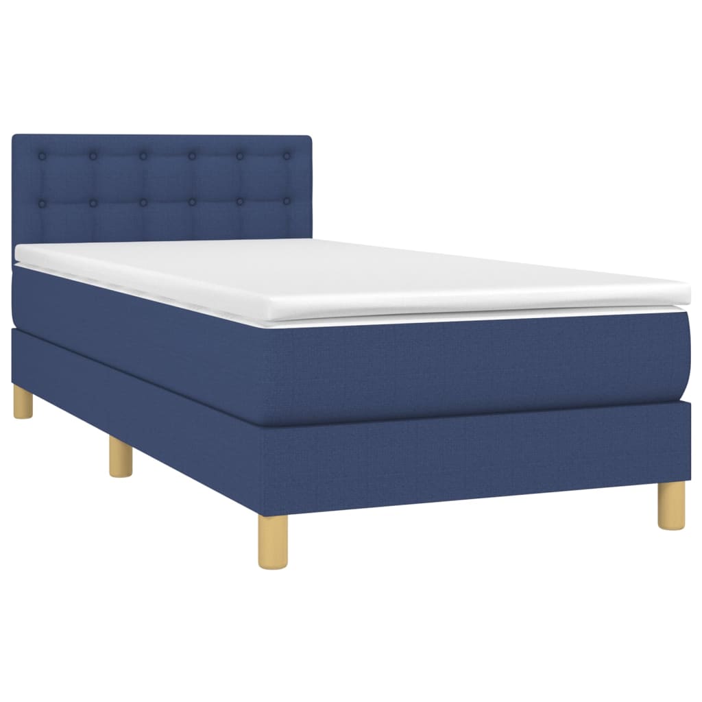 Boxspring met matras stof blauw 90x190 cm Bedden & bedframes | Creëer jouw Trendy Thuis | Gratis bezorgd & Retour | Trendy.nl