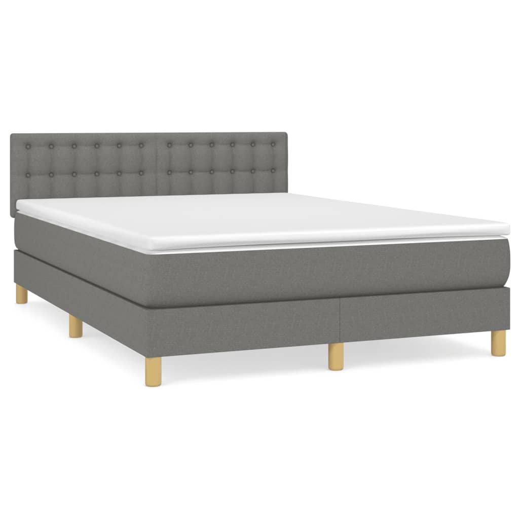 Boxspring met matras stof donkergrijs 140x200 cm Bedden & bedframes | Creëer jouw Trendy Thuis | Gratis bezorgd & Retour | Trendy.nl