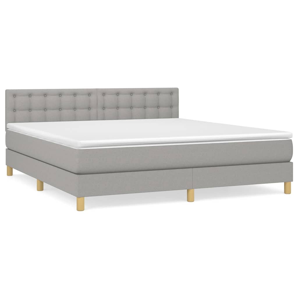 Boxspring met matras stof lichtgrijs 160x200 cm Bedden & bedframes | Creëer jouw Trendy Thuis | Gratis bezorgd & Retour | Trendy.nl