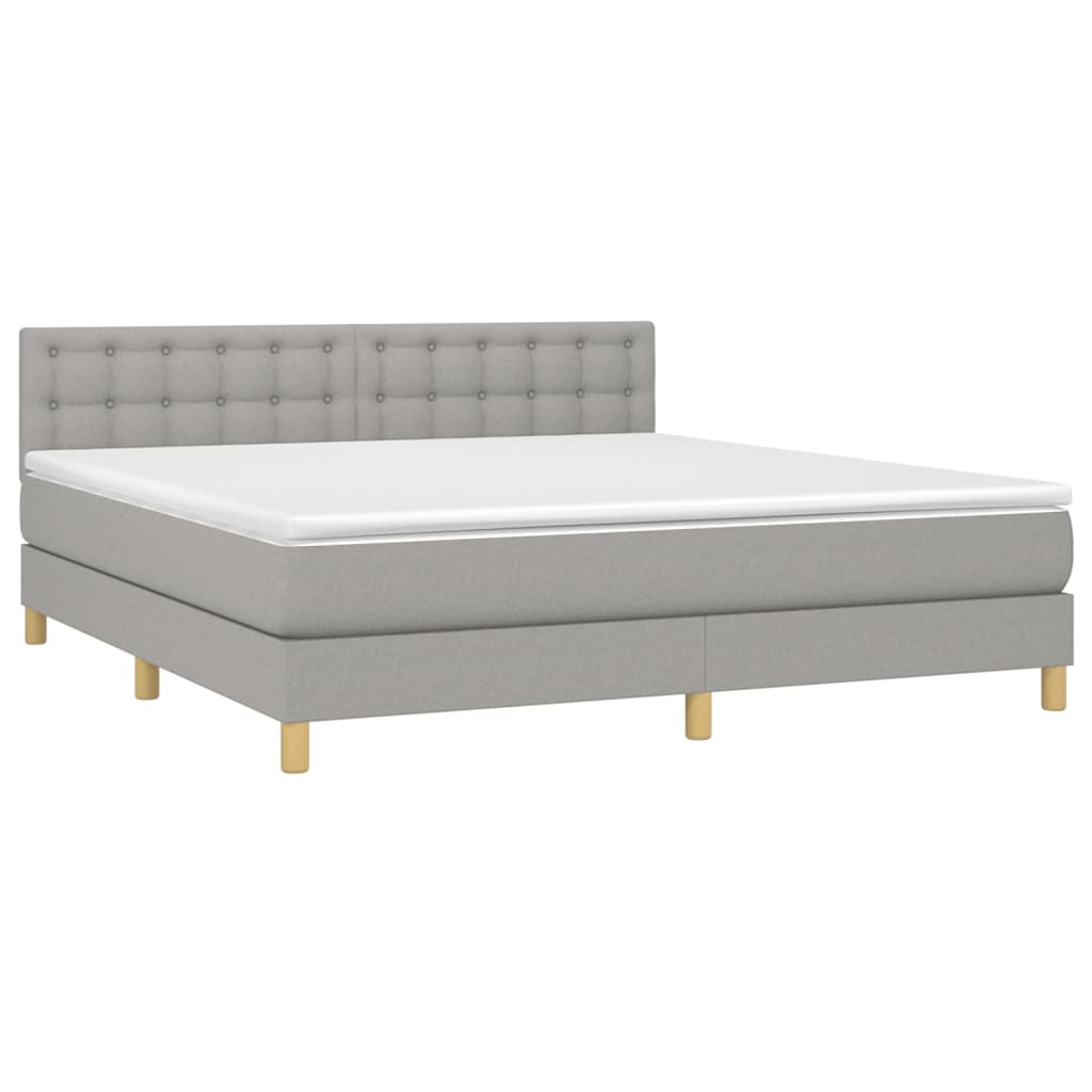 Boxspring met matras stof lichtgrijs 160x200 cm Bedden & bedframes | Creëer jouw Trendy Thuis | Gratis bezorgd & Retour | Trendy.nl