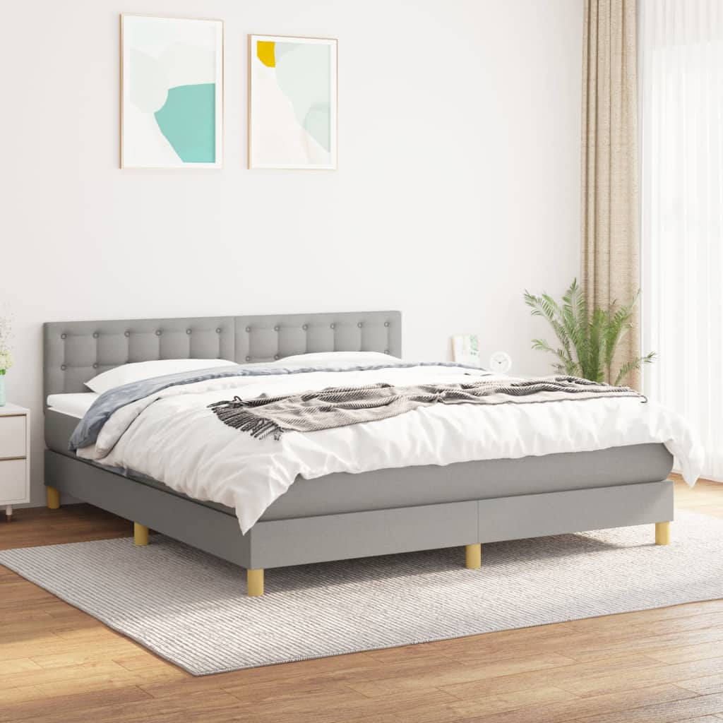 Boxspring met matras stof lichtgrijs 160x200 cm Bedden & bedframes | Creëer jouw Trendy Thuis | Gratis bezorgd & Retour | Trendy.nl