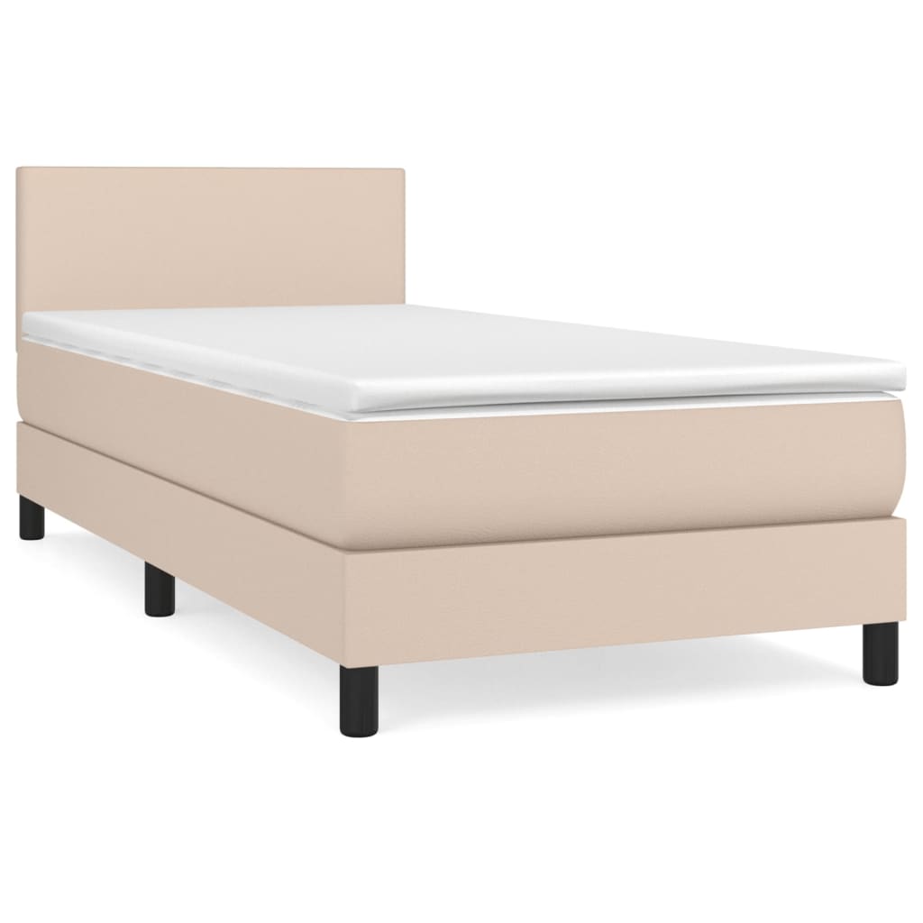 Boxspring met matras kunstleer cappuccinokleurig 80x200 cm Bedden & bedframes | Creëer jouw Trendy Thuis | Gratis bezorgd & Retour | Trendy.nl