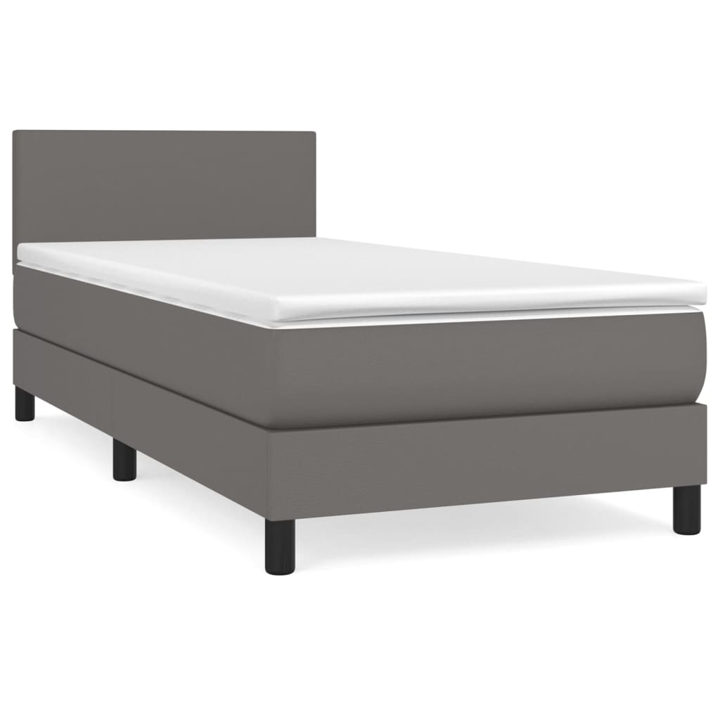 Boxspring met matras kunstleer grijs 90x190 cm Bedden & bedframes | Creëer jouw Trendy Thuis | Gratis bezorgd & Retour | Trendy.nl