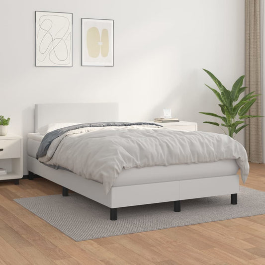 Boxspring met matras kunstleer wit 120x200 cm Bedden & bedframes | Creëer jouw Trendy Thuis | Gratis bezorgd & Retour | Trendy.nl