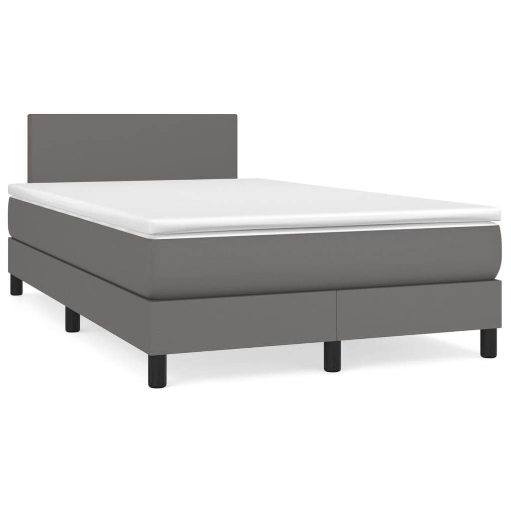 Boxspring met matras kunstleer grijs 120x200 cm Bedden & bedframes | Creëer jouw Trendy Thuis | Gratis bezorgd & Retour | Trendy.nl