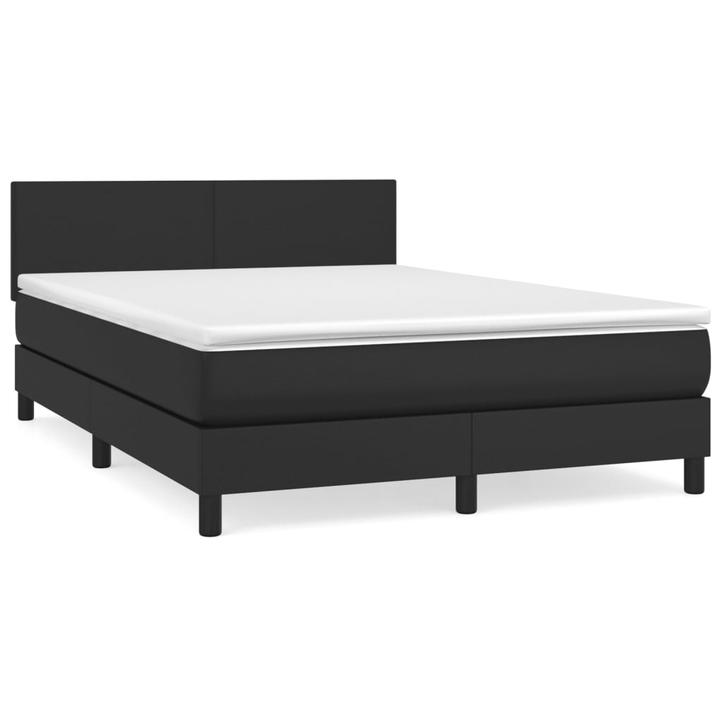 Boxspring met matras kunstleer zwart 140x190 cm Bedden & bedframes | Creëer jouw Trendy Thuis | Gratis bezorgd & Retour | Trendy.nl