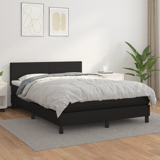 Boxspring met matras kunstleer zwart 140x190 cm Bedden & bedframes | Creëer jouw Trendy Thuis | Gratis bezorgd & Retour | Trendy.nl