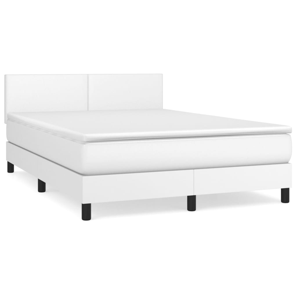 Boxspring met matras kunstleer wit 140x200 cm Bedden & bedframes | Creëer jouw Trendy Thuis | Gratis bezorgd & Retour | Trendy.nl