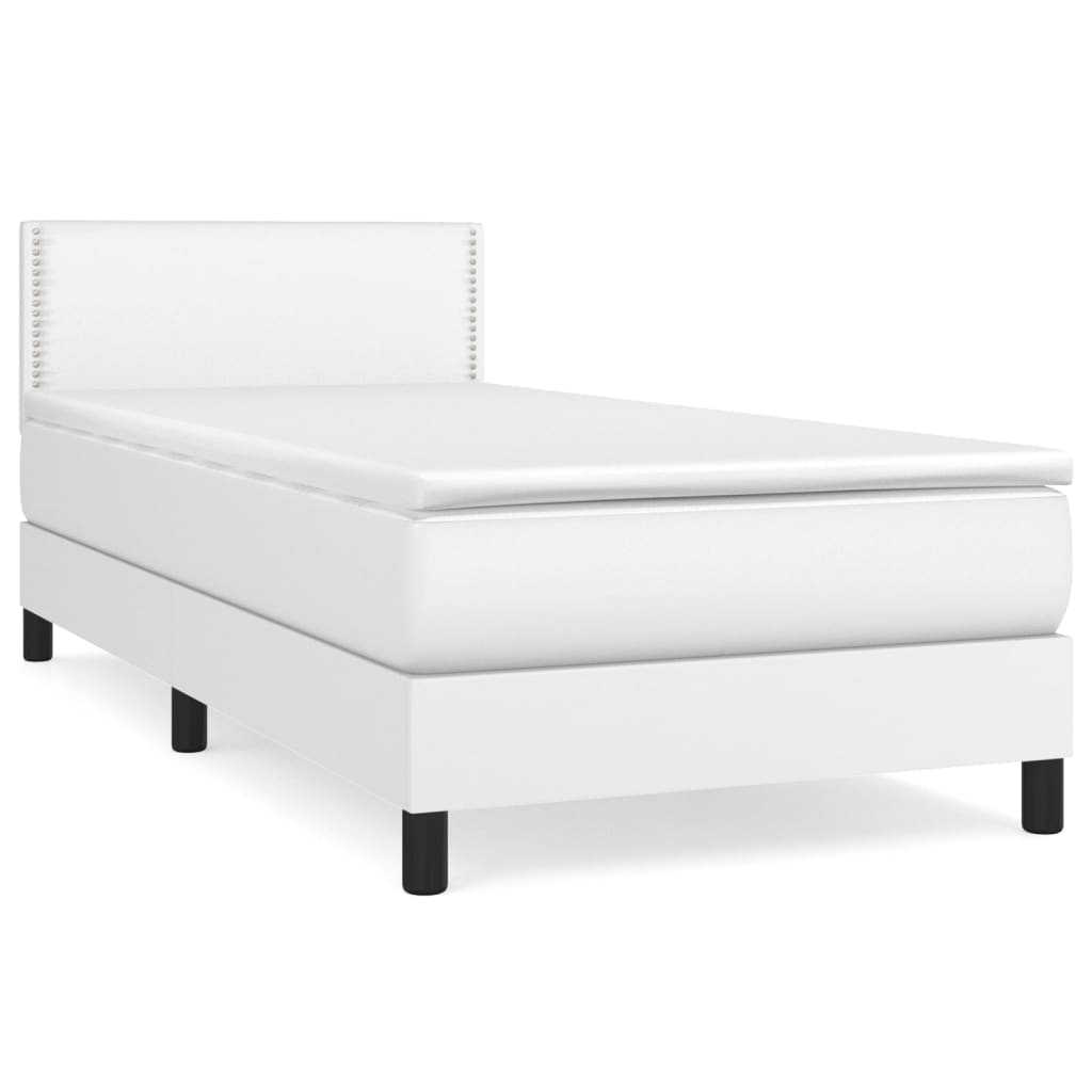 Boxspring met matras kunstleer wit 90x190 cm Bedden & bedframes | Creëer jouw Trendy Thuis | Gratis bezorgd & Retour | Trendy.nl