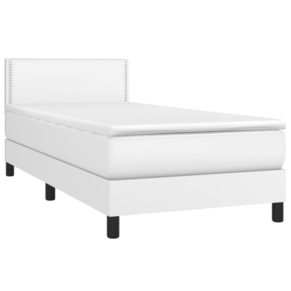 Boxspring met matras kunstleer wit 90x190 cm Bedden & bedframes | Creëer jouw Trendy Thuis | Gratis bezorgd & Retour | Trendy.nl