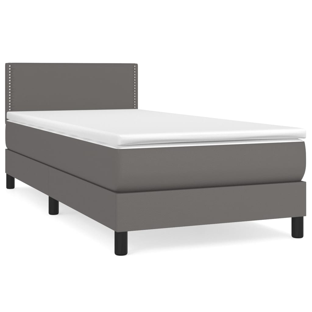 Boxspring met matras kunstleer grijs 90x190 cm Bedden & bedframes | Creëer jouw Trendy Thuis | Gratis bezorgd & Retour | Trendy.nl