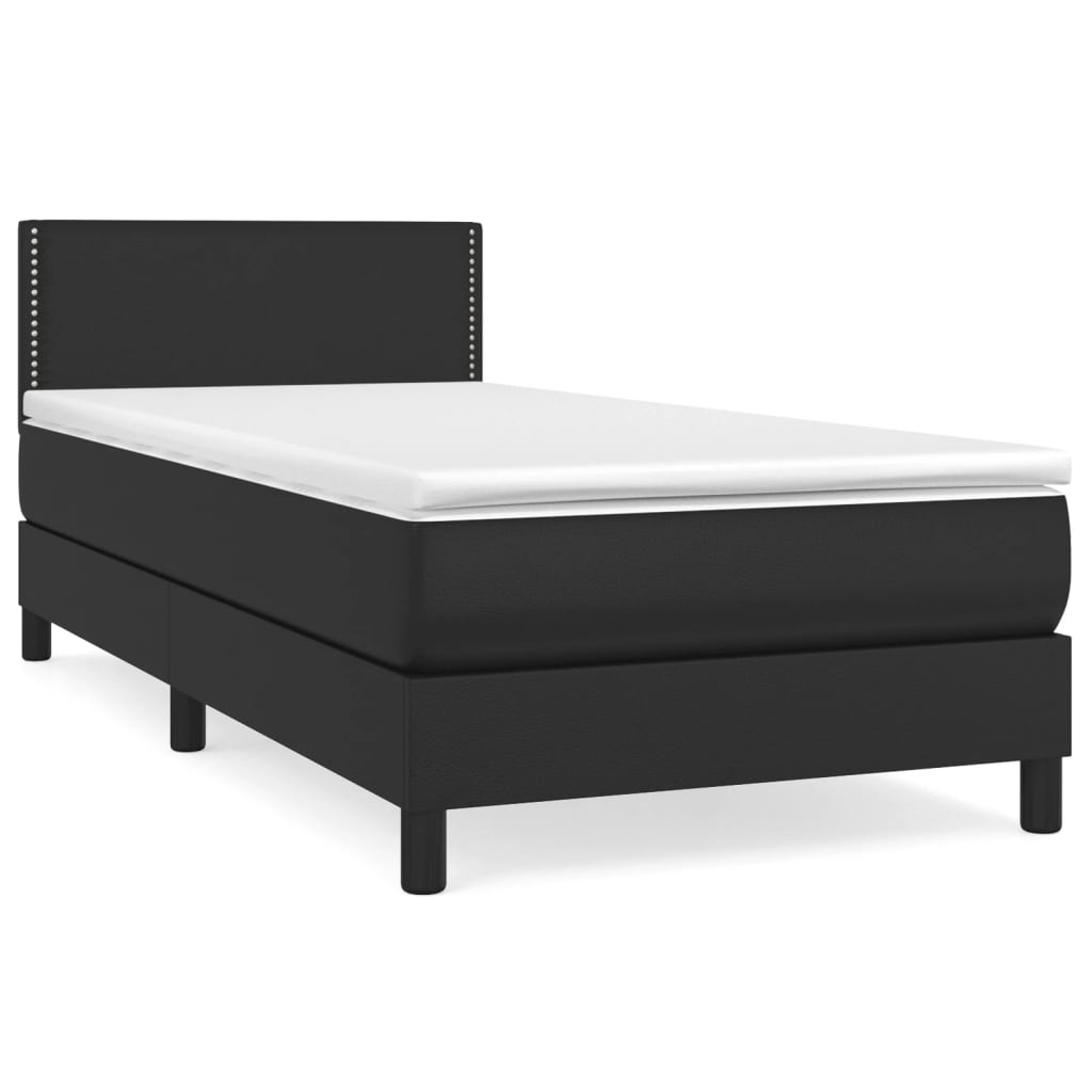 Boxspring met matras kunstleer zwart 90x200 cm Bedden & bedframes | Creëer jouw Trendy Thuis | Gratis bezorgd & Retour | Trendy.nl