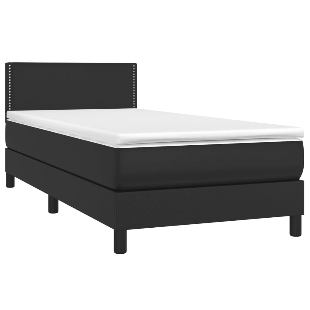 Boxspring met matras kunstleer zwart 90x200 cm Bedden & bedframes | Creëer jouw Trendy Thuis | Gratis bezorgd & Retour | Trendy.nl