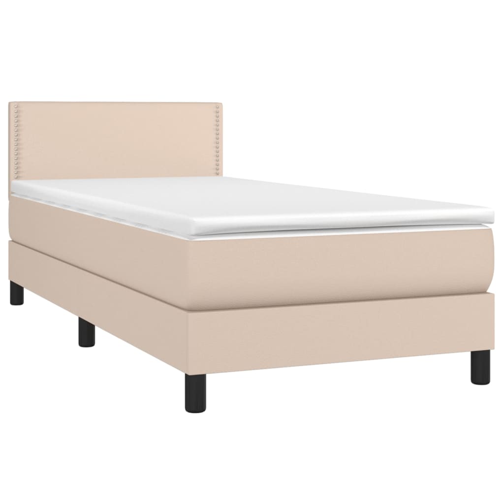 Boxspring met matras kunstleer cappuccinokleurig 90x200 cm Bedden & bedframes | Creëer jouw Trendy Thuis | Gratis bezorgd & Retour | Trendy.nl