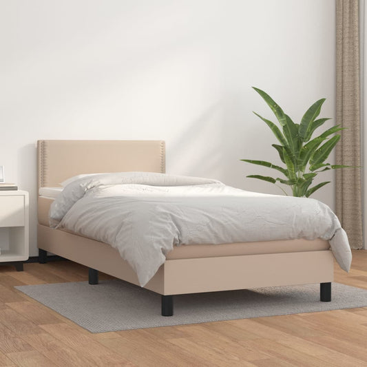 Boxspring met matras kunstleer cappuccinokleurig 90x200 cm Bedden & bedframes | Creëer jouw Trendy Thuis | Gratis bezorgd & Retour | Trendy.nl