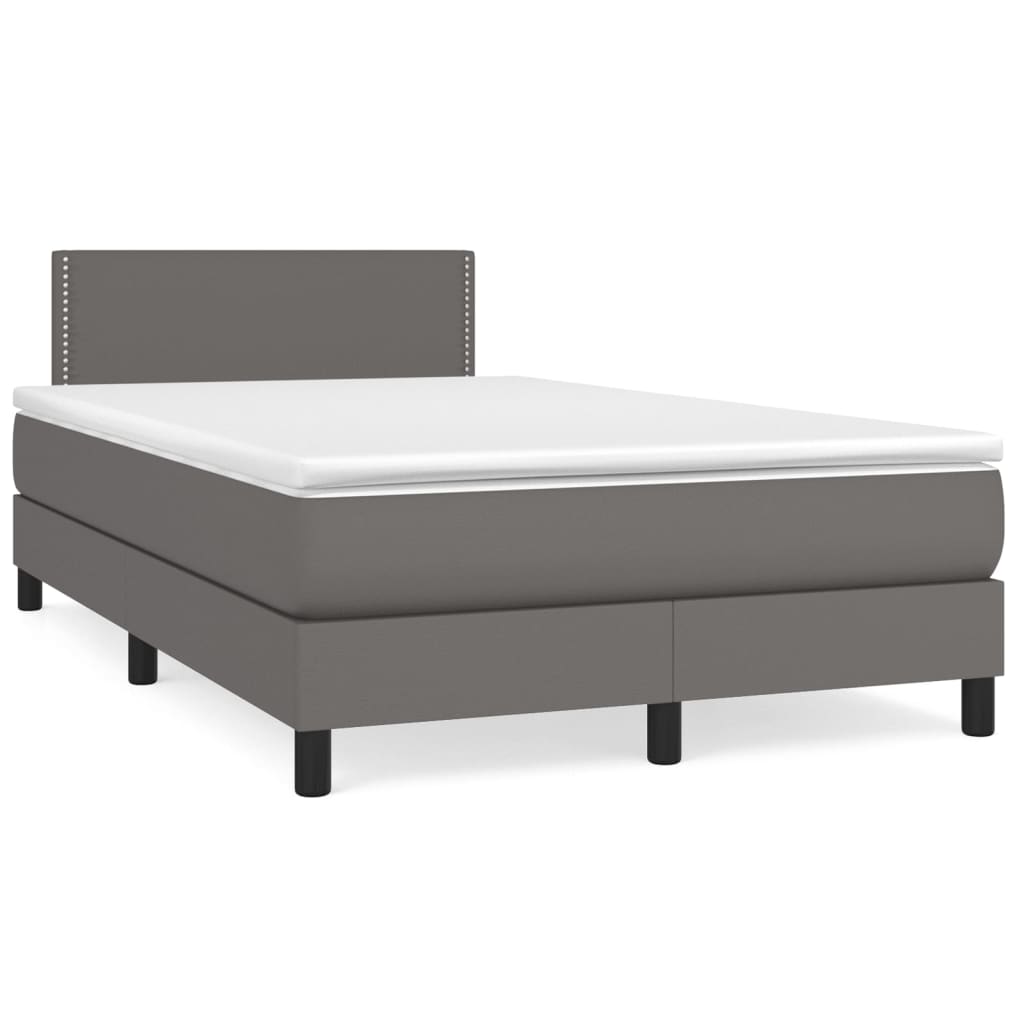 Boxspring met matras kunstleer grijs 120x200 cm Bedden & bedframes | Creëer jouw Trendy Thuis | Gratis bezorgd & Retour | Trendy.nl