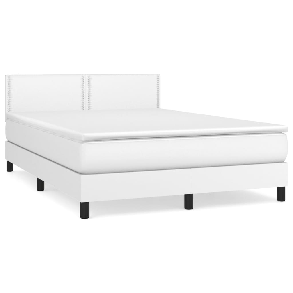 Boxspring met matras kunstleer wit 140x190 cm Bedden & bedframes | Creëer jouw Trendy Thuis | Gratis bezorgd & Retour | Trendy.nl