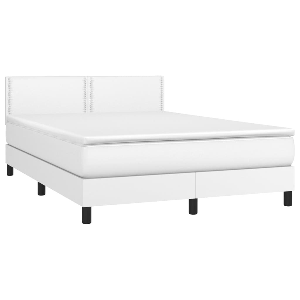 Boxspring met matras kunstleer wit 140x190 cm Bedden & bedframes | Creëer jouw Trendy Thuis | Gratis bezorgd & Retour | Trendy.nl