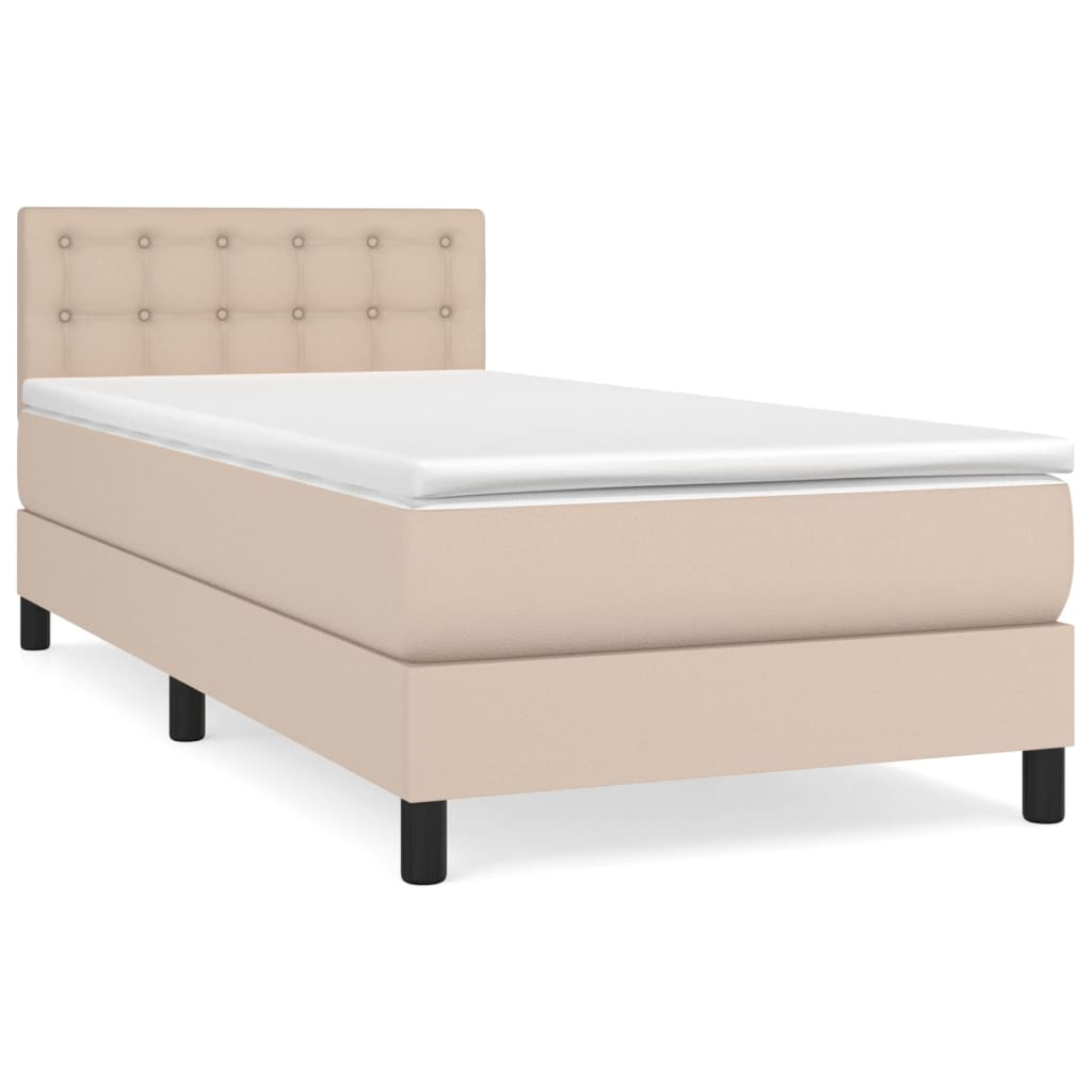 Boxspring met matras kunstleer cappuccinokleurig 80x200 cm