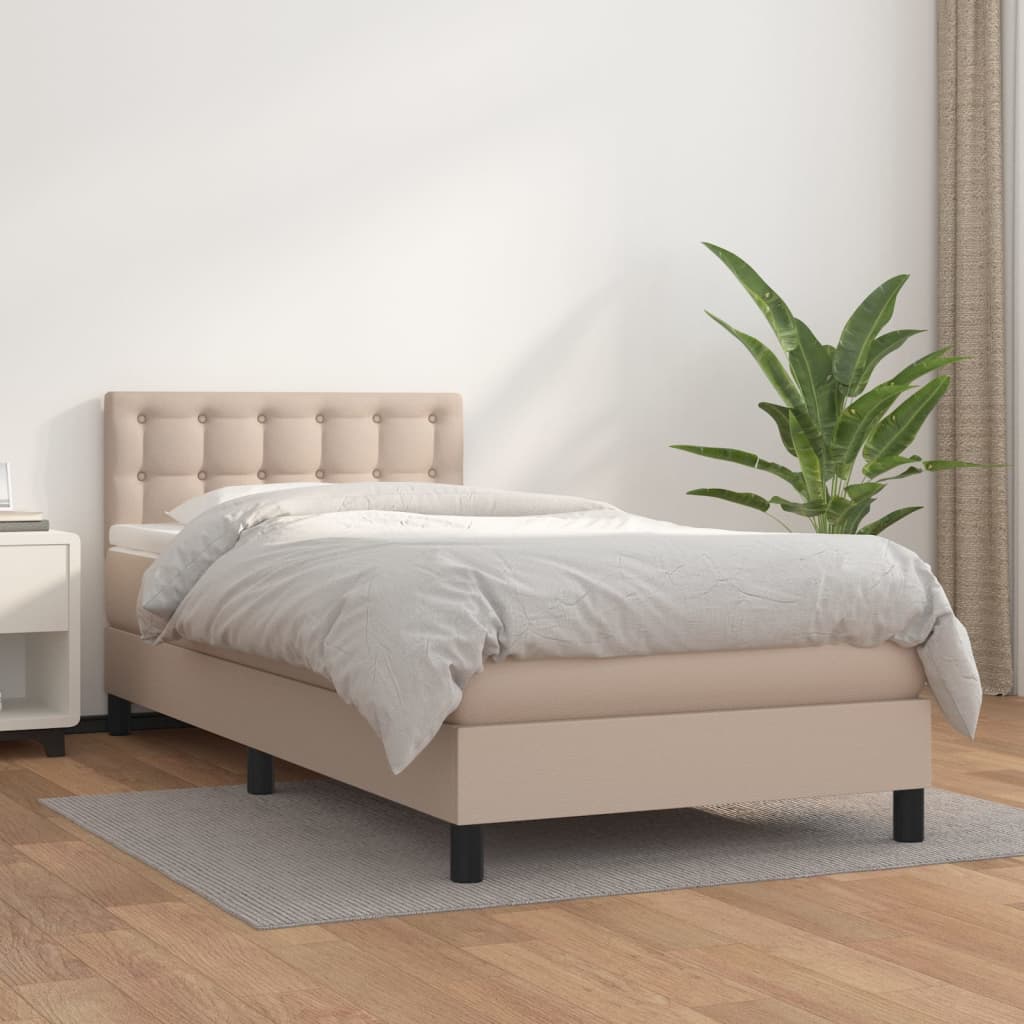 Boxspring met matras kunstleer cappuccinokleurig 80x200 cm