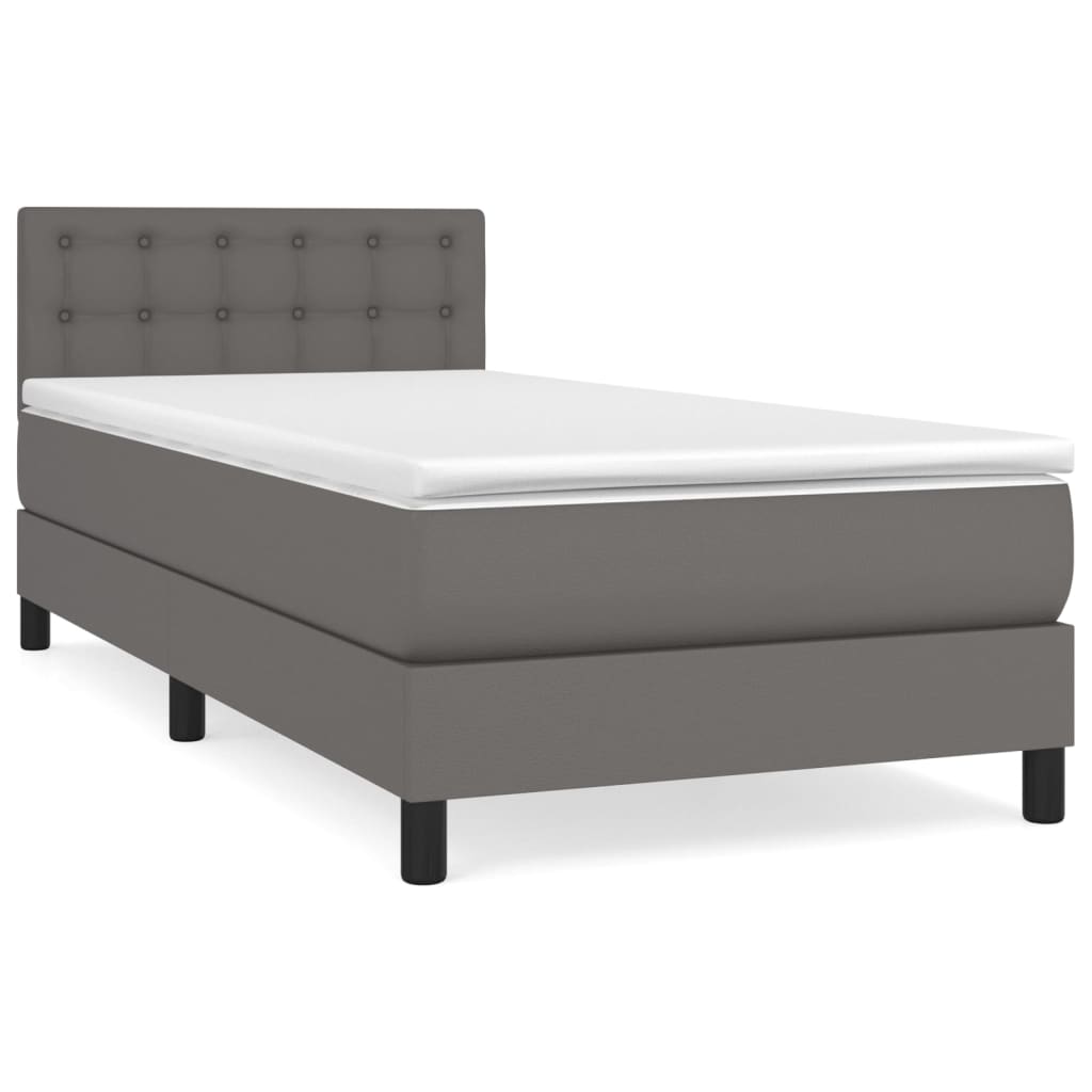 Boxspring met matras kunstleer grijs 90x190 cm Bedden & bedframes | Creëer jouw Trendy Thuis | Gratis bezorgd & Retour | Trendy.nl