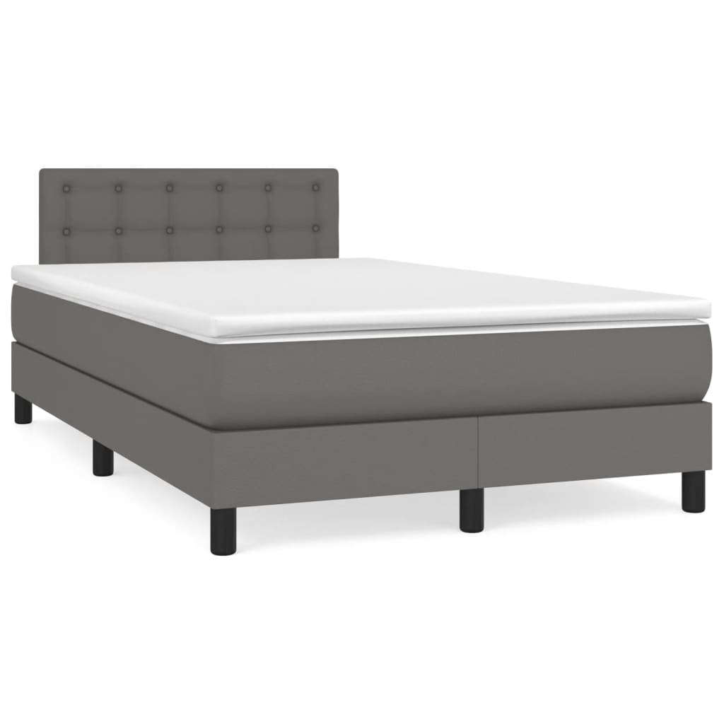 Boxspring met matras kunstleer grijs 120x200 cm Bedden & bedframes | Creëer jouw Trendy Thuis | Gratis bezorgd & Retour | Trendy.nl