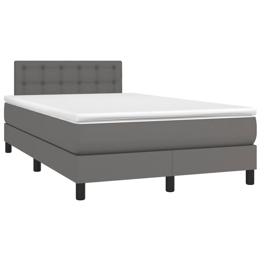 Boxspring met matras kunstleer grijs 120x200 cm Bedden & bedframes | Creëer jouw Trendy Thuis | Gratis bezorgd & Retour | Trendy.nl