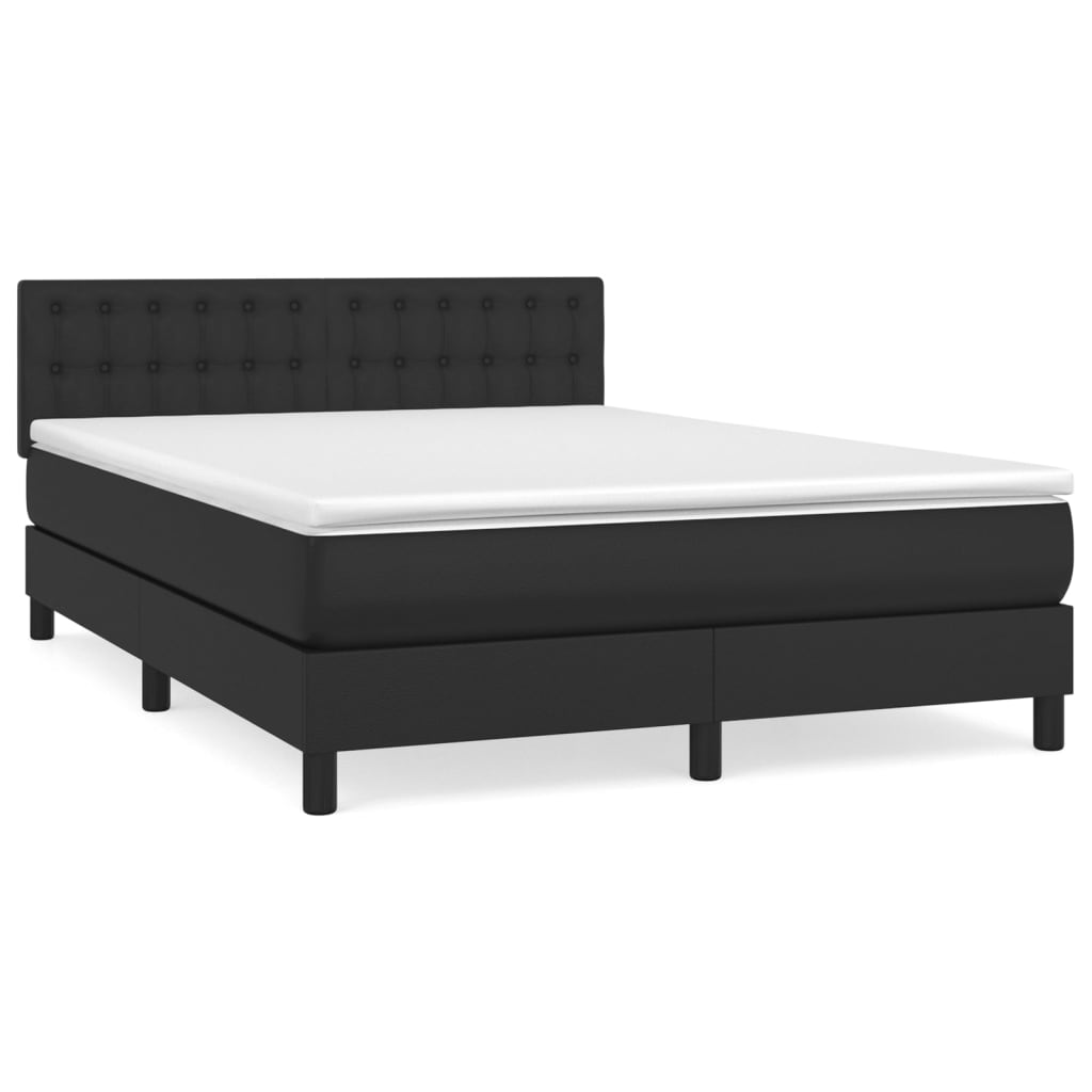 Boxspring met matras kunstleer zwart 140x190 cm Bedden & bedframes | Creëer jouw Trendy Thuis | Gratis bezorgd & Retour | Trendy.nl