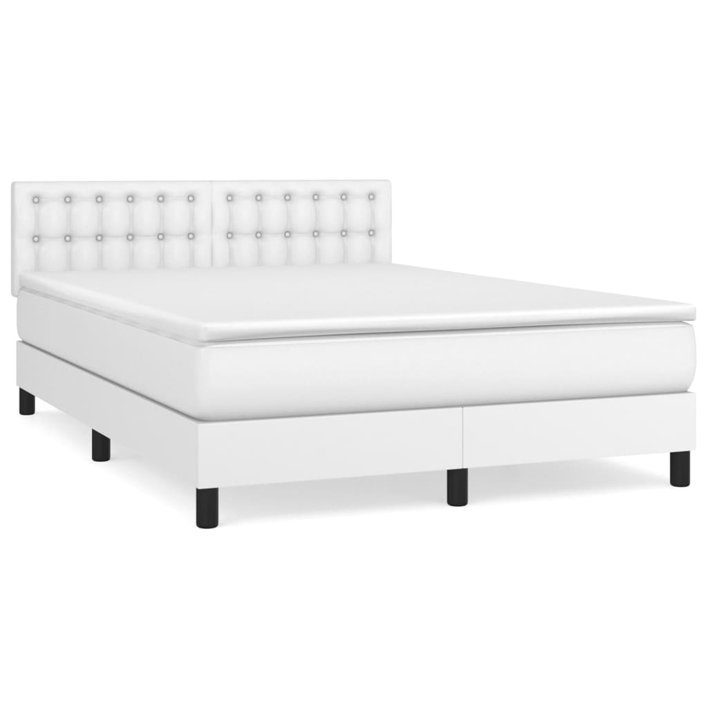 Boxspring met matras kunstleer wit 140x190 cm Bedden & bedframes | Creëer jouw Trendy Thuis | Gratis bezorgd & Retour | Trendy.nl