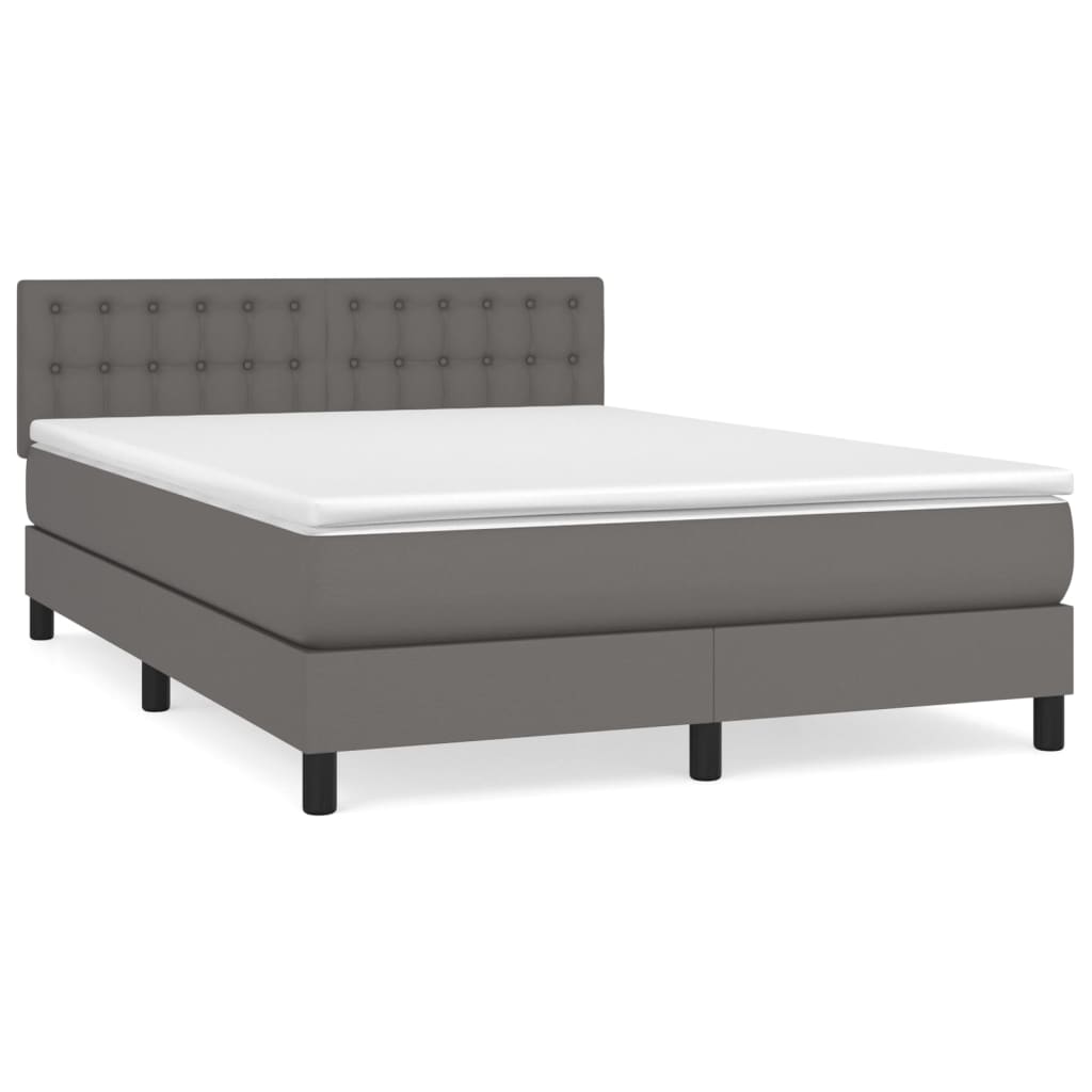 Boxspring met matras kunstleer grijs 140x200 cm Bedden & bedframes | Creëer jouw Trendy Thuis | Gratis bezorgd & Retour | Trendy.nl