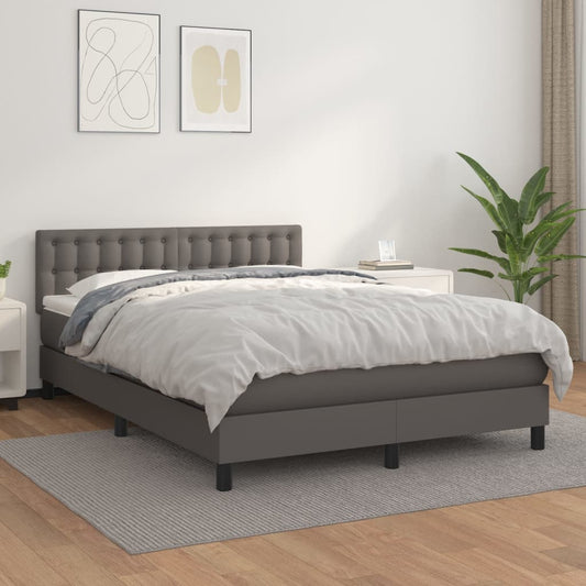 Boxspring met matras kunstleer grijs 140x200 cm Bedden & bedframes | Creëer jouw Trendy Thuis | Gratis bezorgd & Retour | Trendy.nl