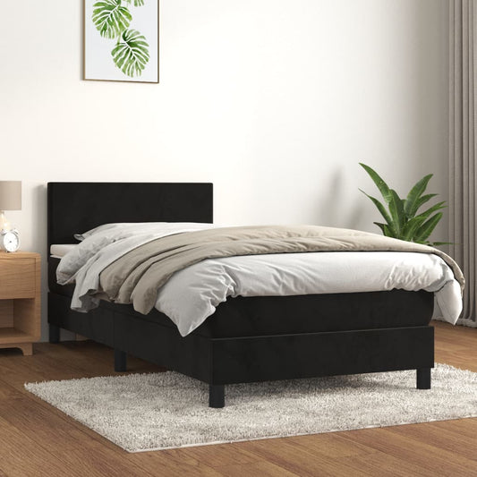 Boxspring met matras fluweel zwart 80x200 cm Bedden & bedframes | Creëer jouw Trendy Thuis | Gratis bezorgd & Retour | Trendy.nl