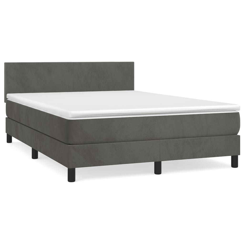 Boxspring met matras fluweel donkergrijs 140x200 cm Bedden & bedframes | Creëer jouw Trendy Thuis | Gratis bezorgd & Retour | Trendy.nl