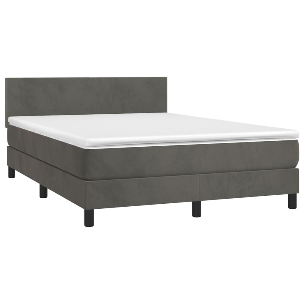 Boxspring met matras fluweel donkergrijs 140x200 cm Bedden & bedframes | Creëer jouw Trendy Thuis | Gratis bezorgd & Retour | Trendy.nl