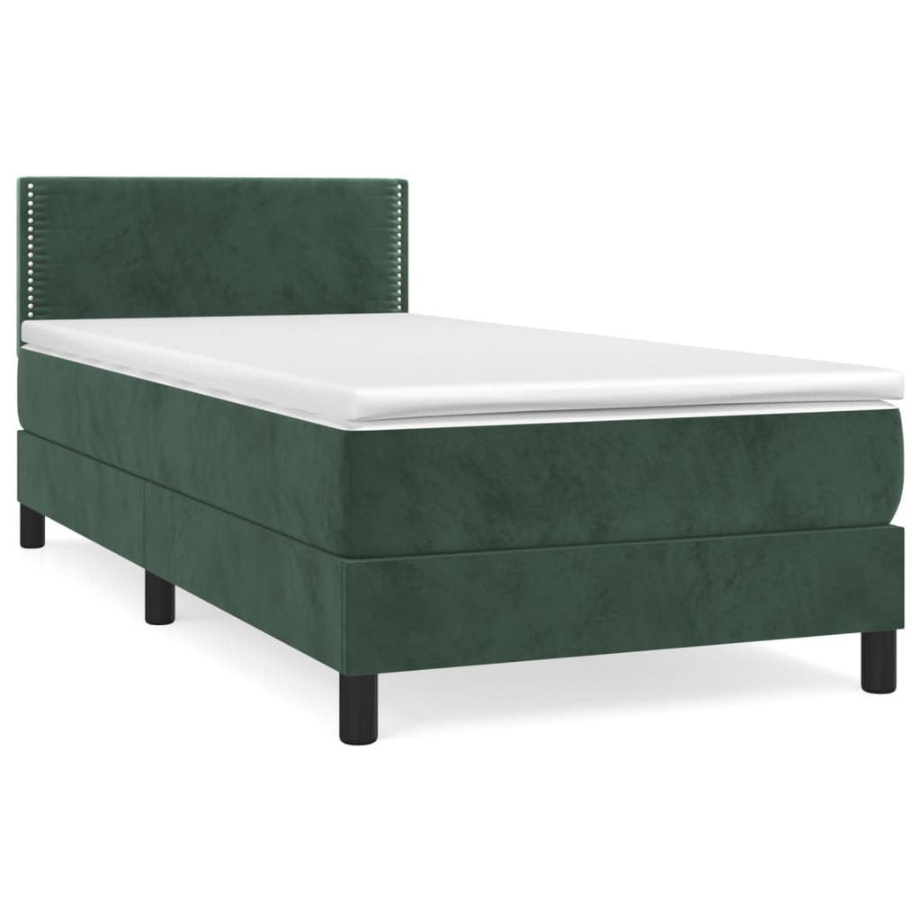 Boxspring met matras fluweel donkergroen 80x200 cm Bedden & bedframes | Creëer jouw Trendy Thuis | Gratis bezorgd & Retour | Trendy.nl